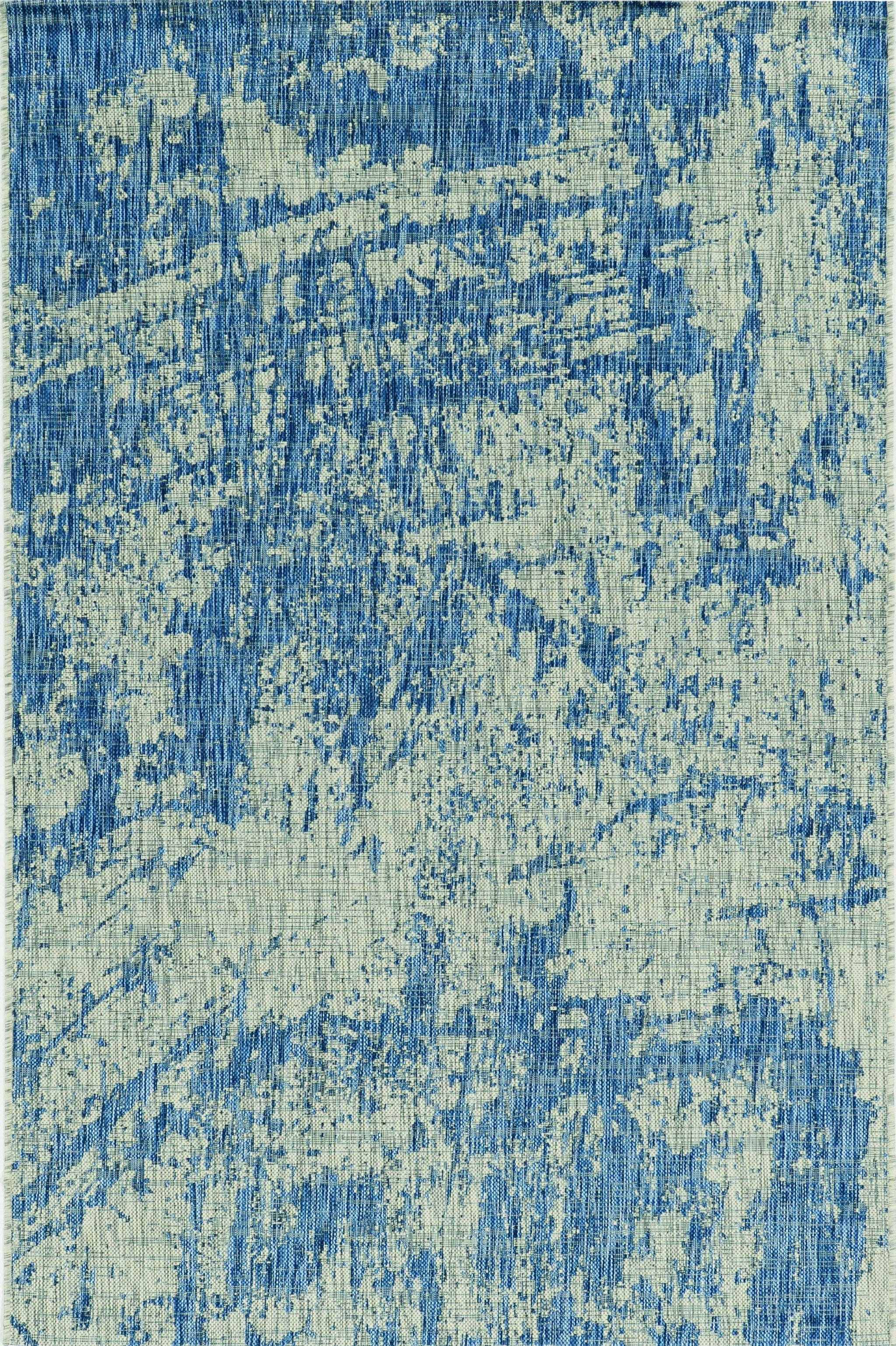 8' X 11' Grey Or  Denim Abstract Brushstrokes Uv Treated Indoor Area Rug