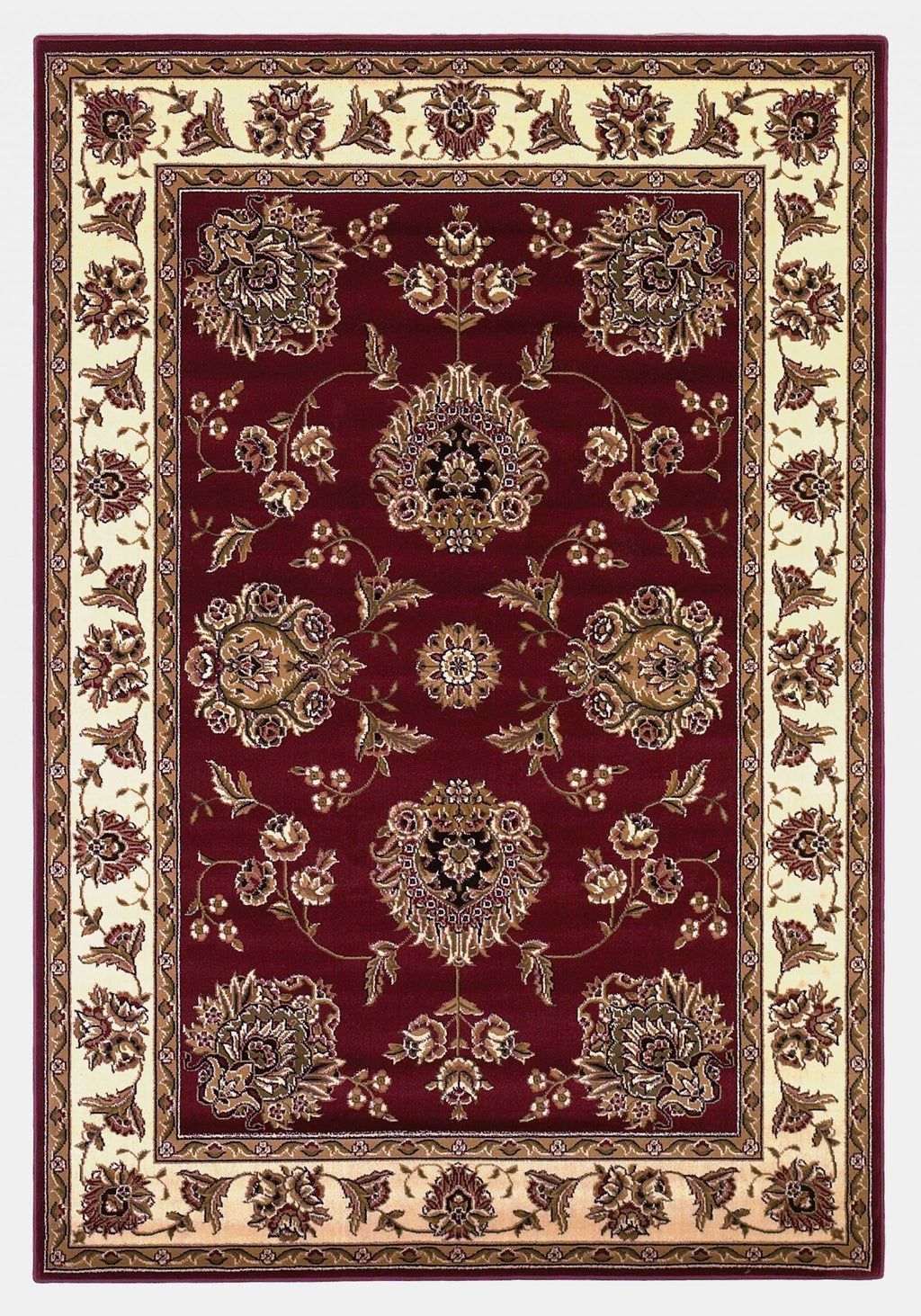 7' Octagon Red Or Ivory Floral Bordered Indoor Area Rug - 99fab 