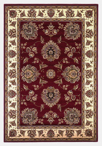 7' Octagon Red Or Ivory Floral Bordered Indoor Area Rug