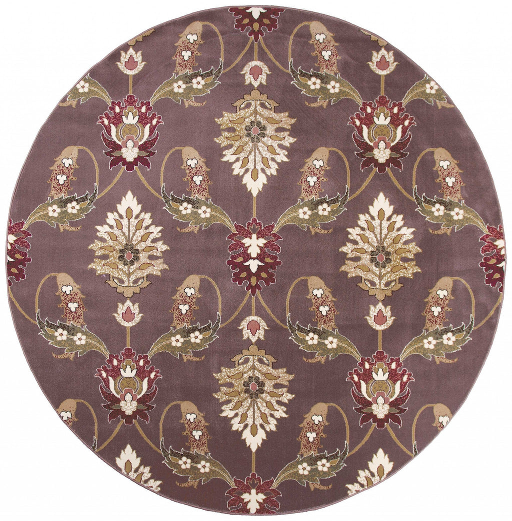 Plum Purple Machine Woven Traditional Octagon Indoor Area Rug - 99fab 