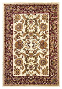 7' Octagon Ivory Or Red Floral Bordered Indoor Area Rug