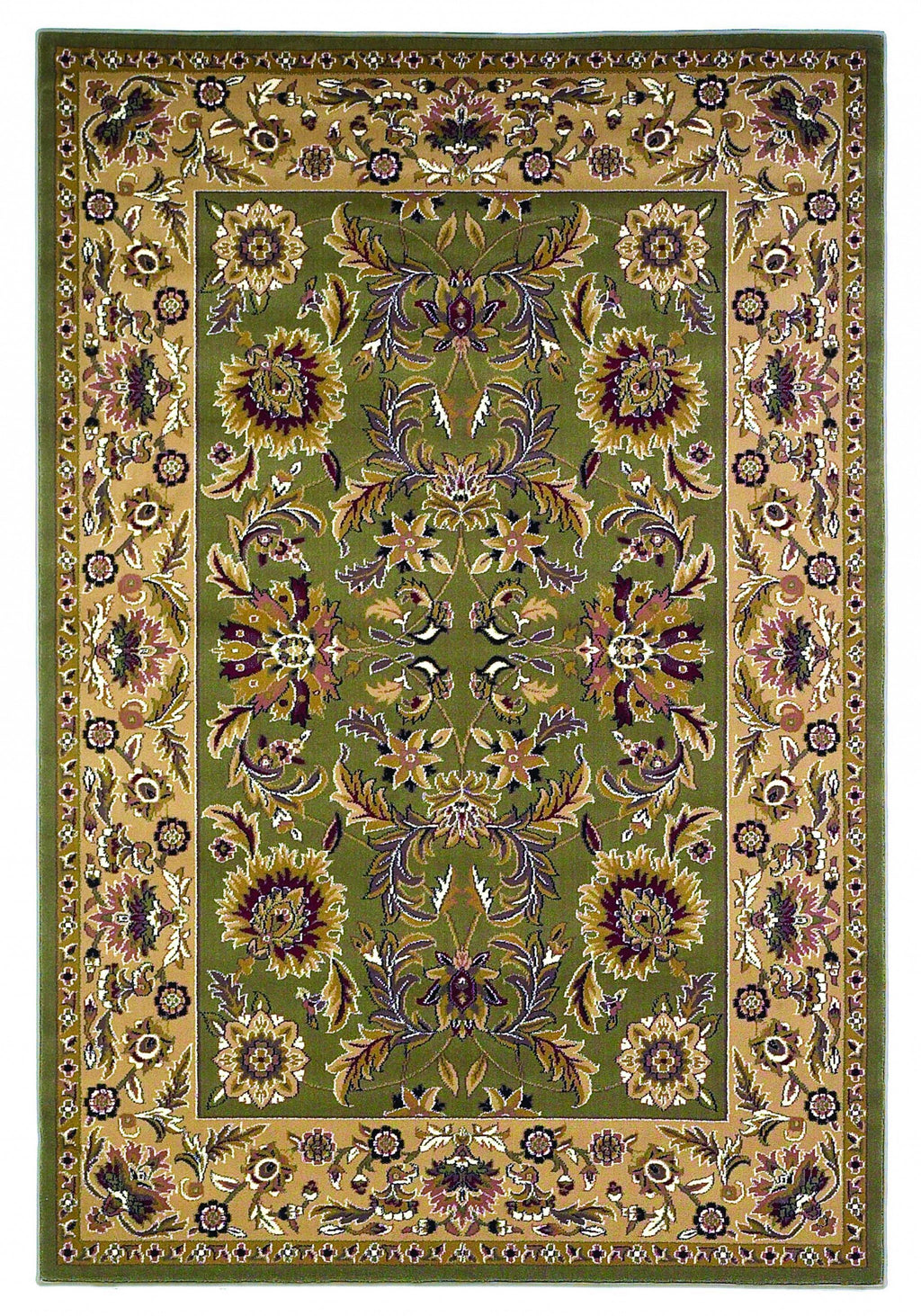 7' Octagon Green Or Taupe Floral Bordered Indoor Area Rug - 99fab 