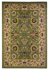 7' Octagon Green Or Taupe Floral Bordered Indoor Area Rug