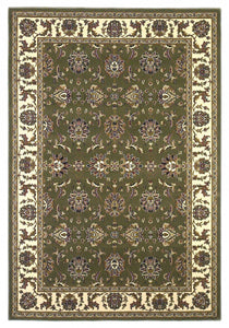 7' Octagon Green Or Ivory Floral Vines Bordered Indoor Area Rug