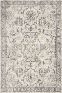 5'X8' Ivory Machine Woven Distressed Floral Traditional Indoor Runner Rug