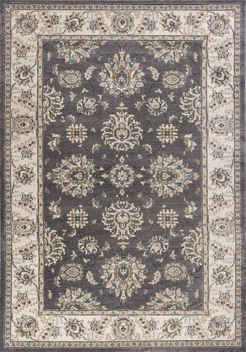 8'X10' Grey Ivory Floral Indoor Area Rug - 99fab 