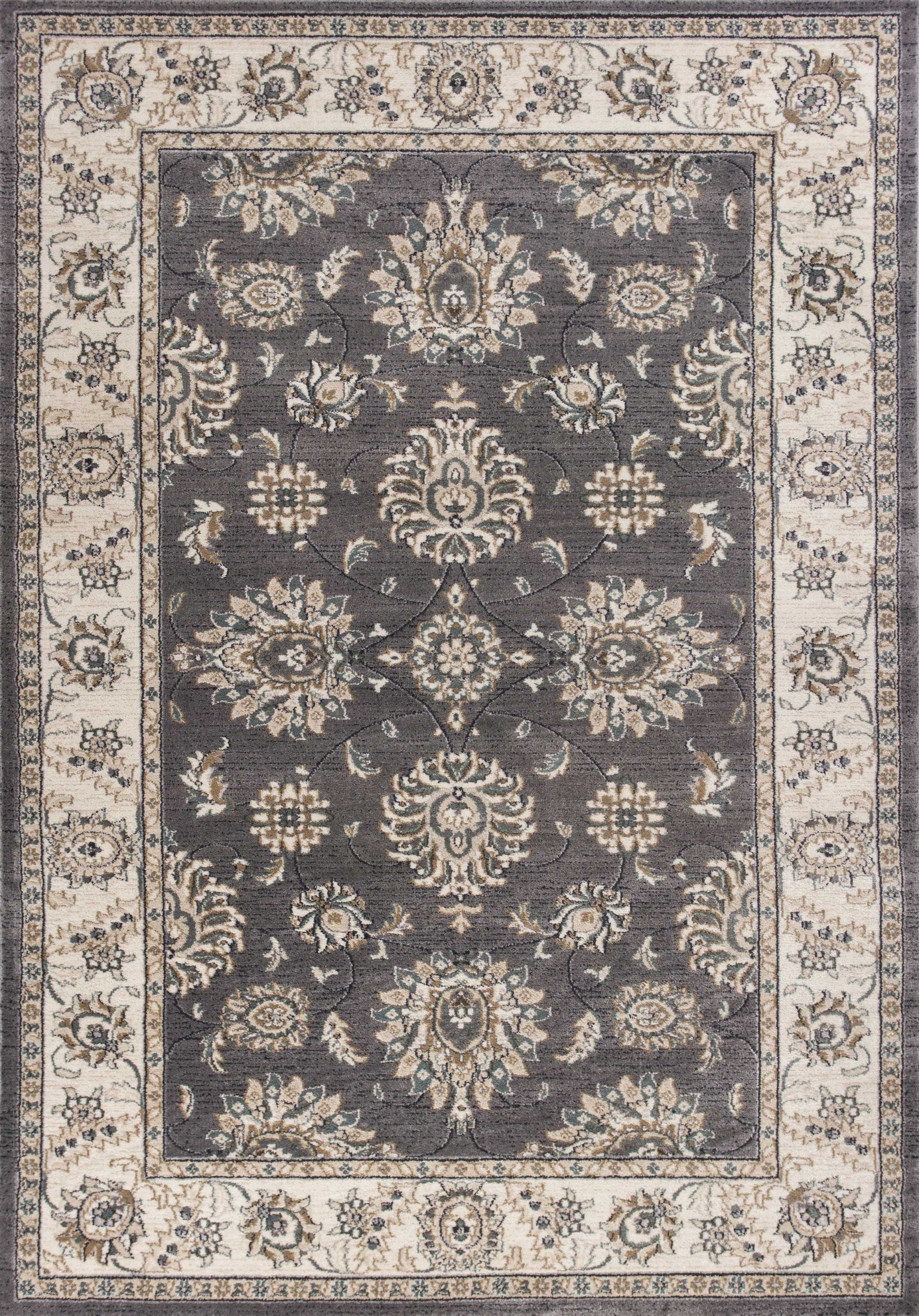 8'X10' Grey Ivory Floral Indoor Area Rug