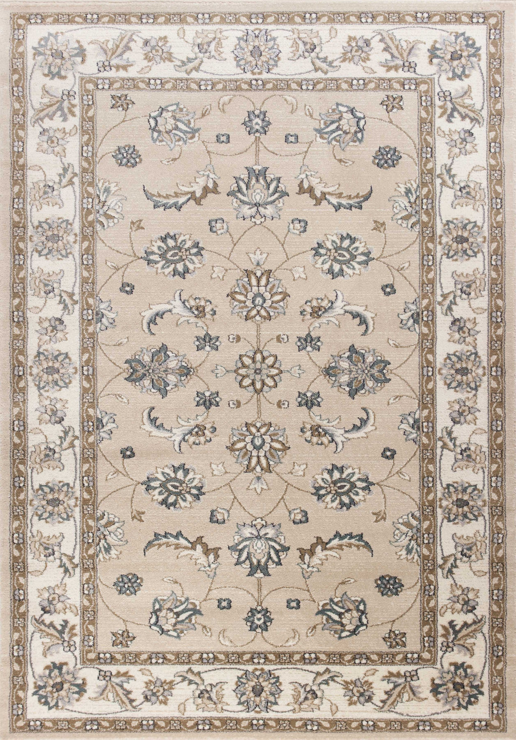 8' X 10' Beige Or Ivory Floral Vine Bordered Indoor Area Rug - 99fab 