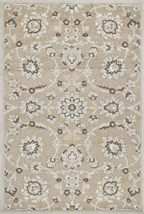 7' X 11' Beige Or Grey Floral Vines Uv Treated Indoor Area Rug