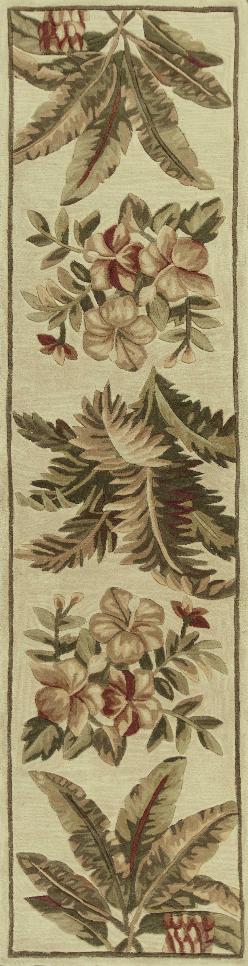 10' Ivory Hand Tufted Tropical Indoor Runner Rug - 99fab 