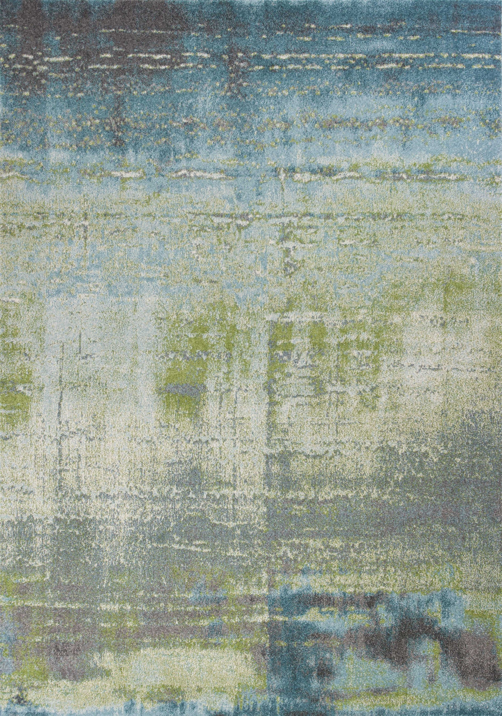 7'X10' Blue Green Machine Woven Abstract Brushstroke Indoor Area Rug - 99fab 