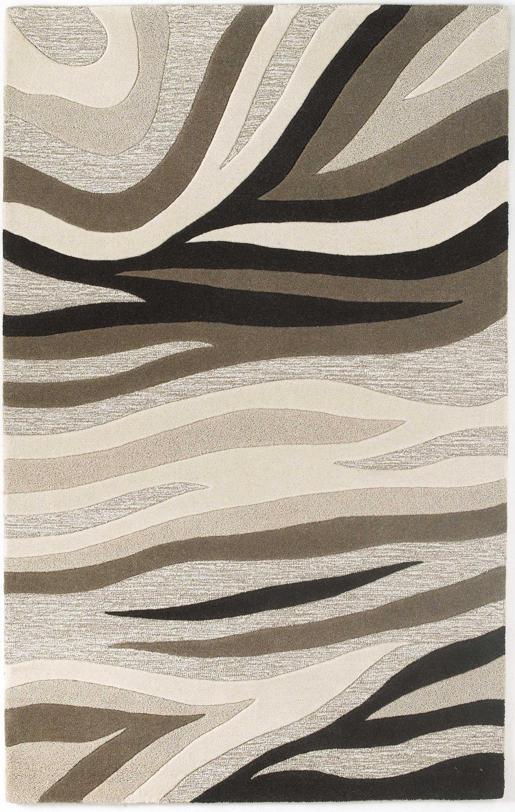 5'X8' Natural Beige Hand Tufted Abstract Waves Indoor Area Rug - 99fab 