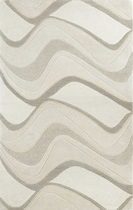 5'X8' Ivory Hand Tufted Abstract Waves Indoor Area Rug