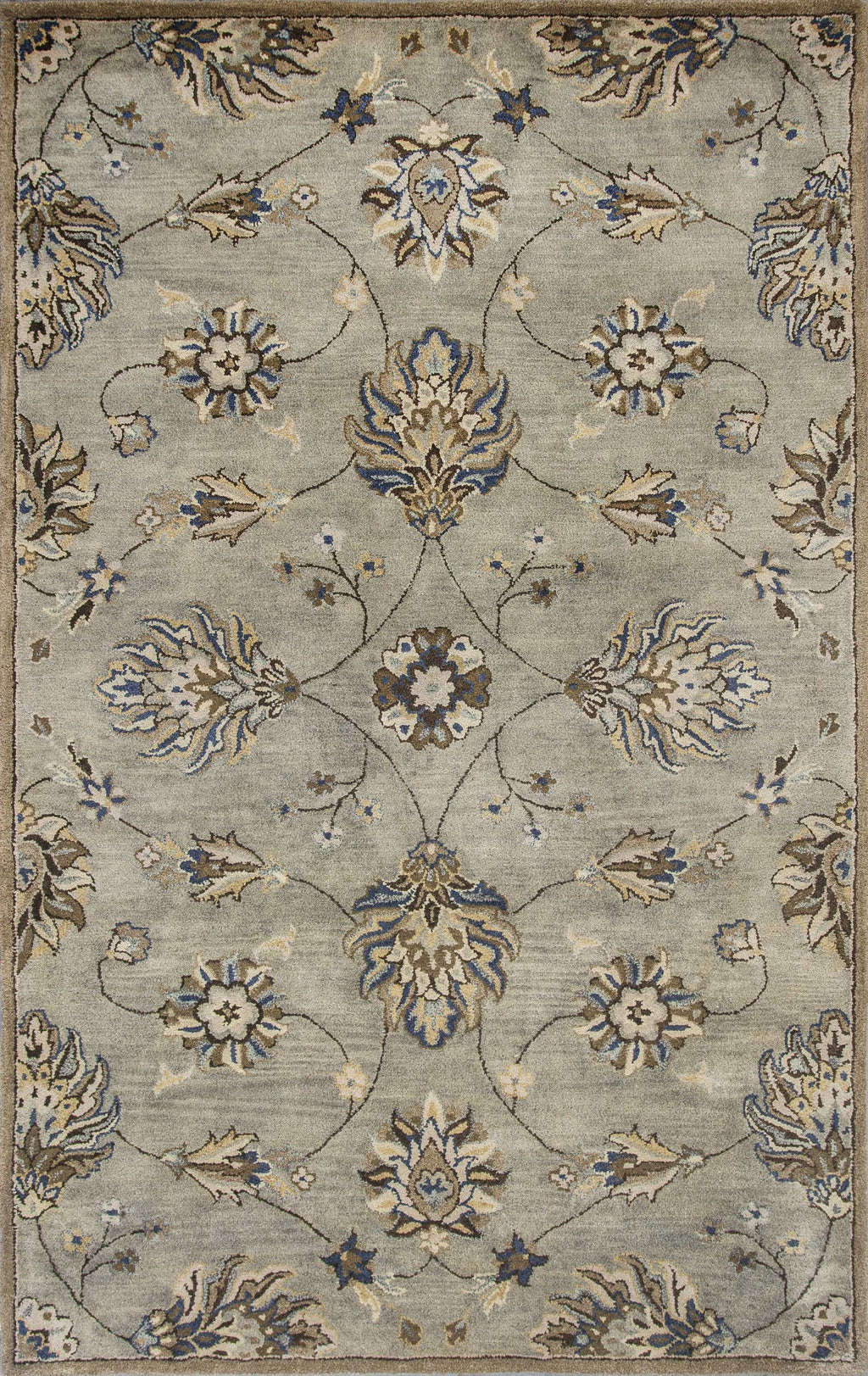 5'X8' Grey Green Hand Tufted Traditional Floral Indoor Area Rug - 99fab 