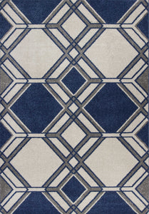 2' X 3' Ivory Or Denim Geometric Hexagon Uv Treated Accent Rug