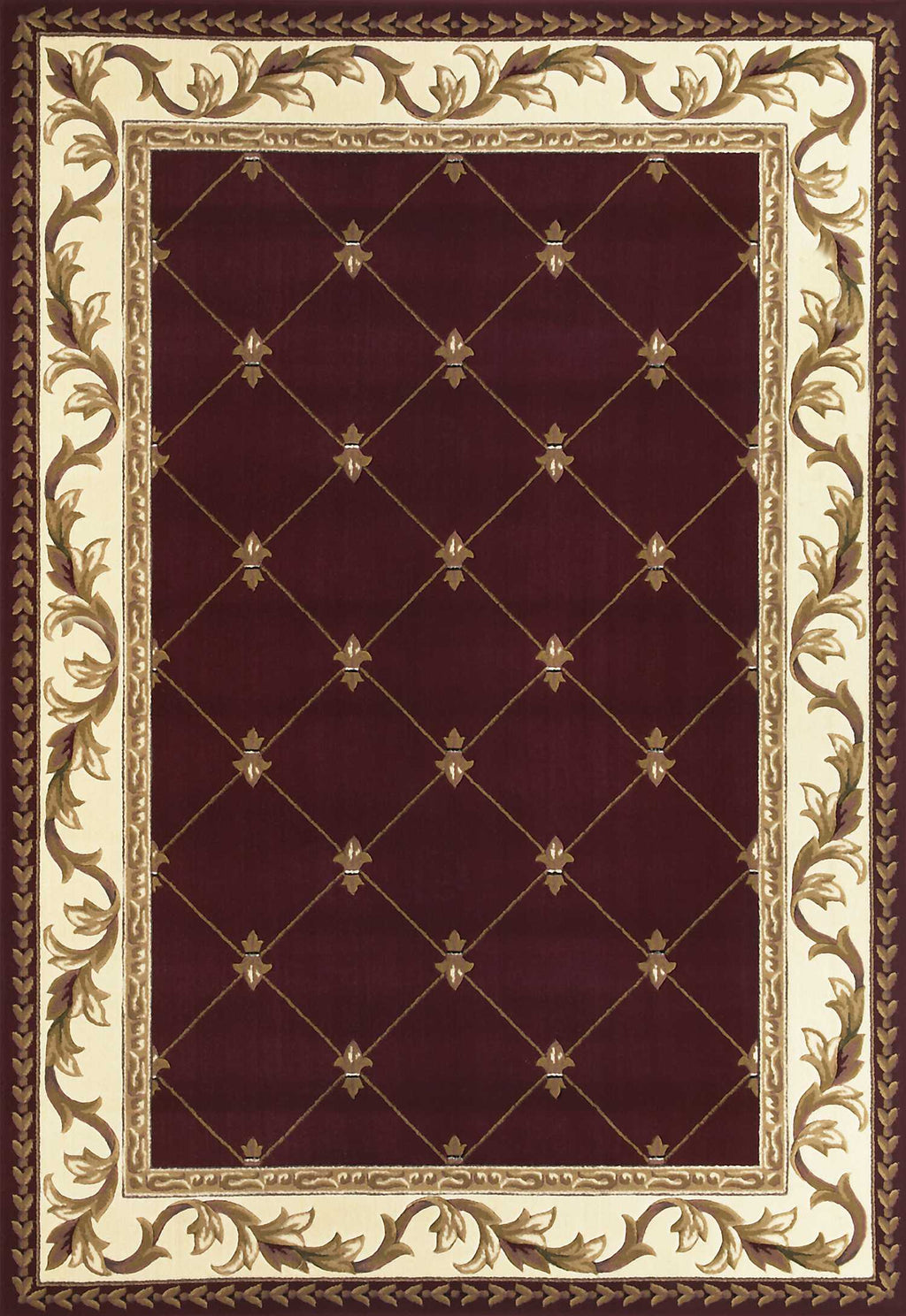 2'X3' Red Machine Woven Hand Carved Fleur De Lis Indoor Accent Rug - 99fab 