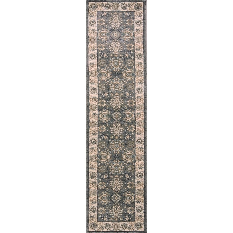 8' Grey Or Ivory Polypropylene Runner Rug