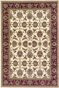 3'X5' Ivory Red Machine Woven Floral Traditional Indoor Area Rug