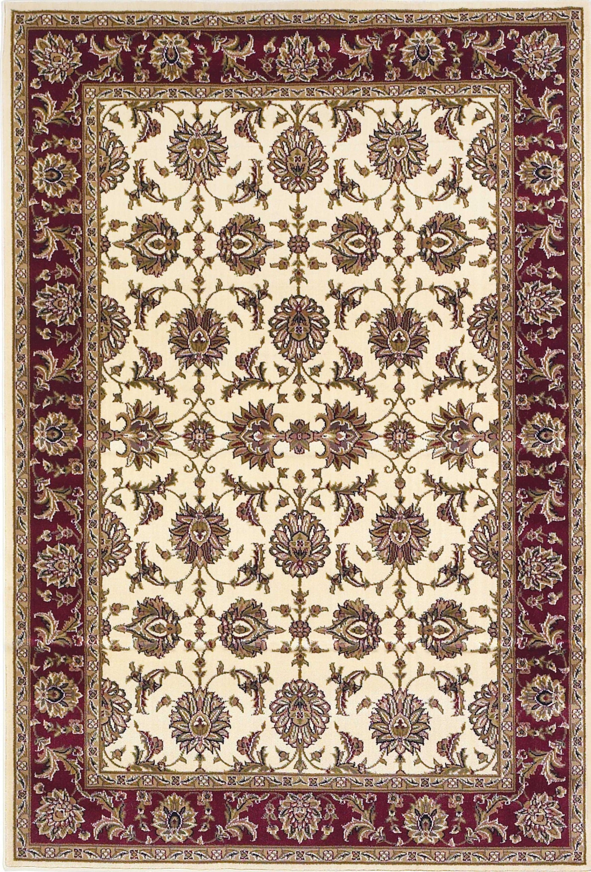 3'X5' Ivory Red Machine Woven Floral Traditional Indoor Area Rug