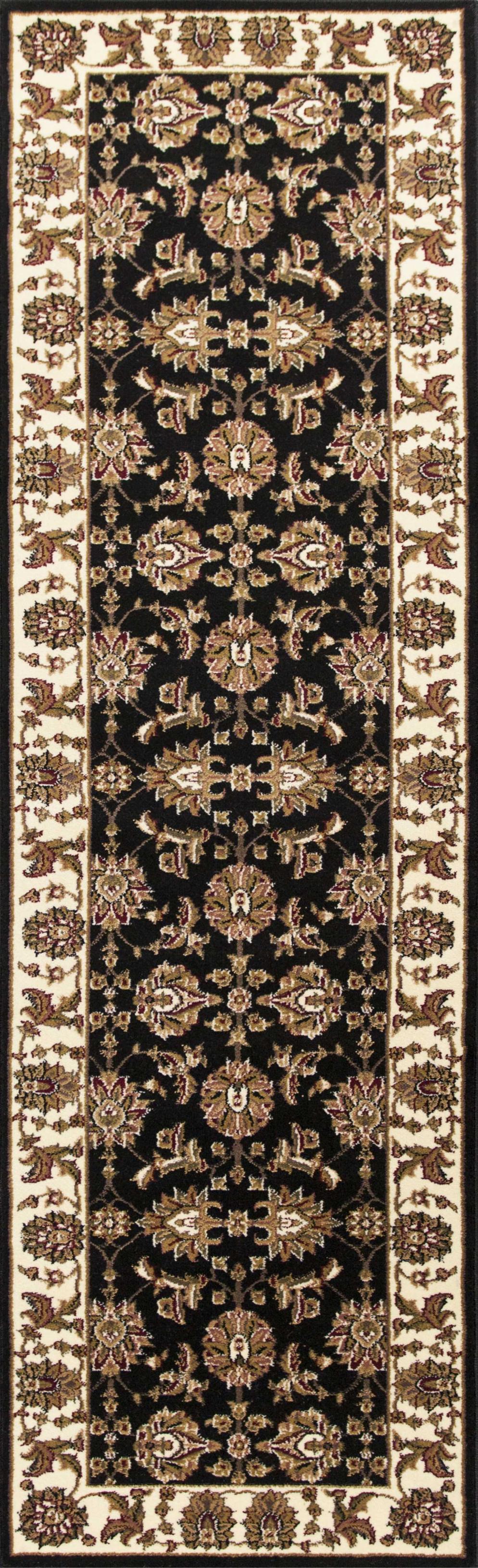 2' X 8' Black Or Ivory Traditional Bordered Rug - 99fab 