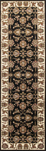 2' X 8' Black Or Ivory Traditional Bordered Rug