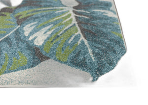 3' X 5' Teal Or Green Tropical Polypropylene Area Rug