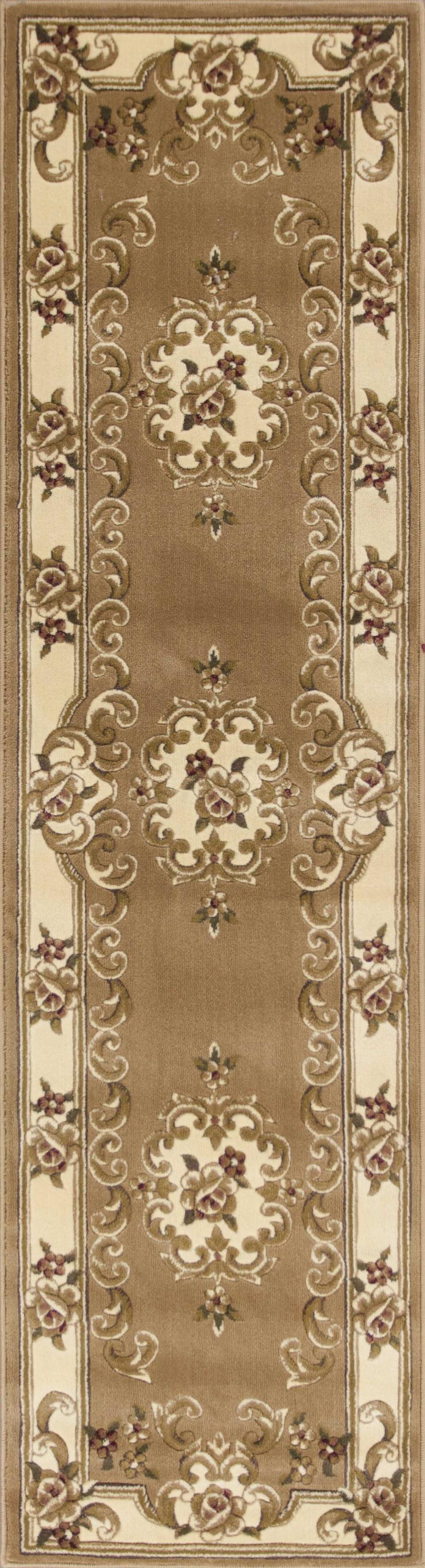 2' X 8' Beige Or Ivory Medallion Runner Rug