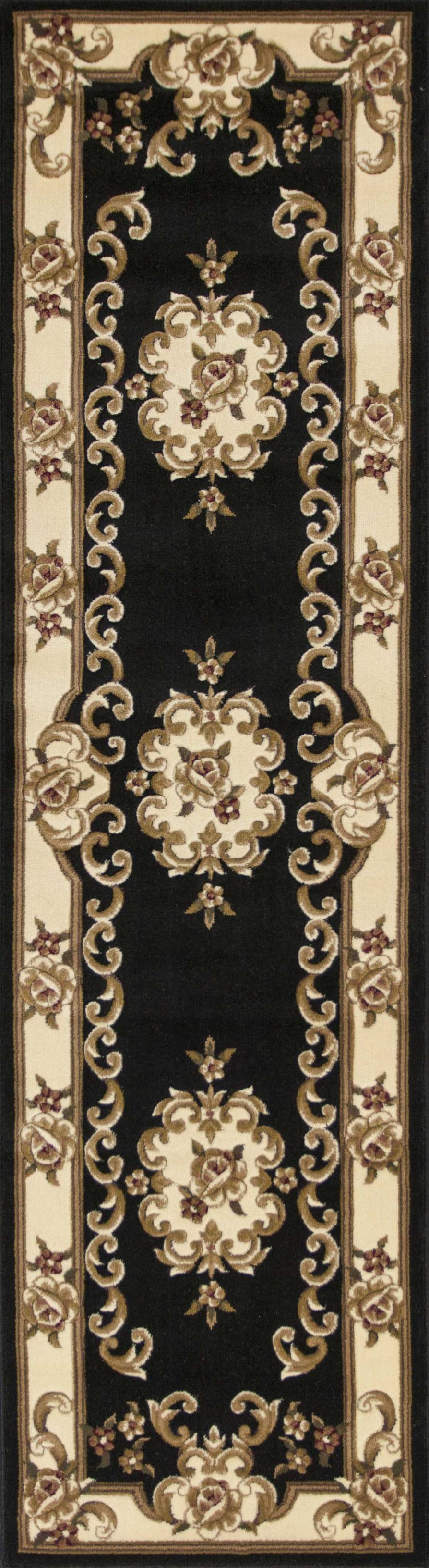 2' X 8' Black Or Ivory Medallion Runner Rug - 99fab 