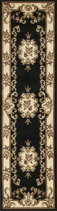 2' X 8' Black Or Ivory Medallion Runner Rug