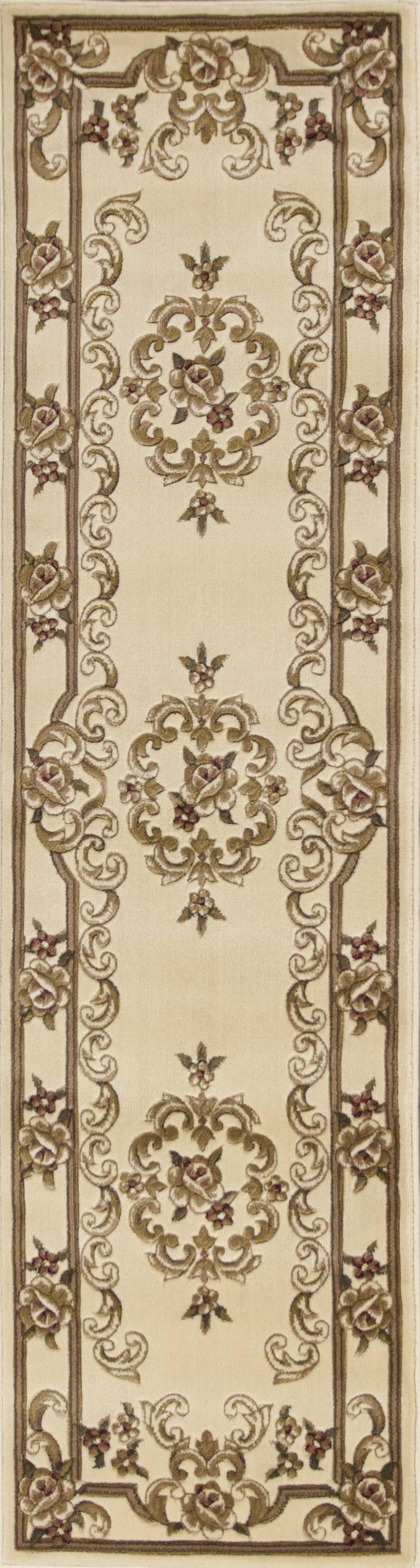 2' X 8' Ivory Medallion Runner Rug - 99fab 