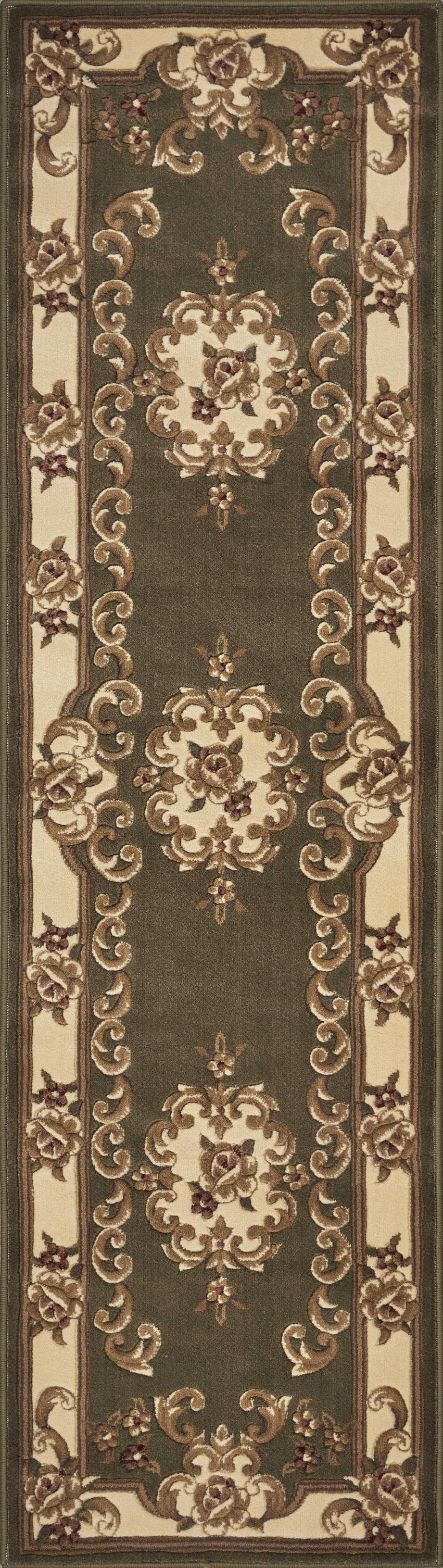 2' X 8' Green Or Ivory Medallion Runner Rug - 99fab 