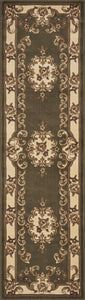 2' X 8' Green Or Ivory Medallion Runner Rug