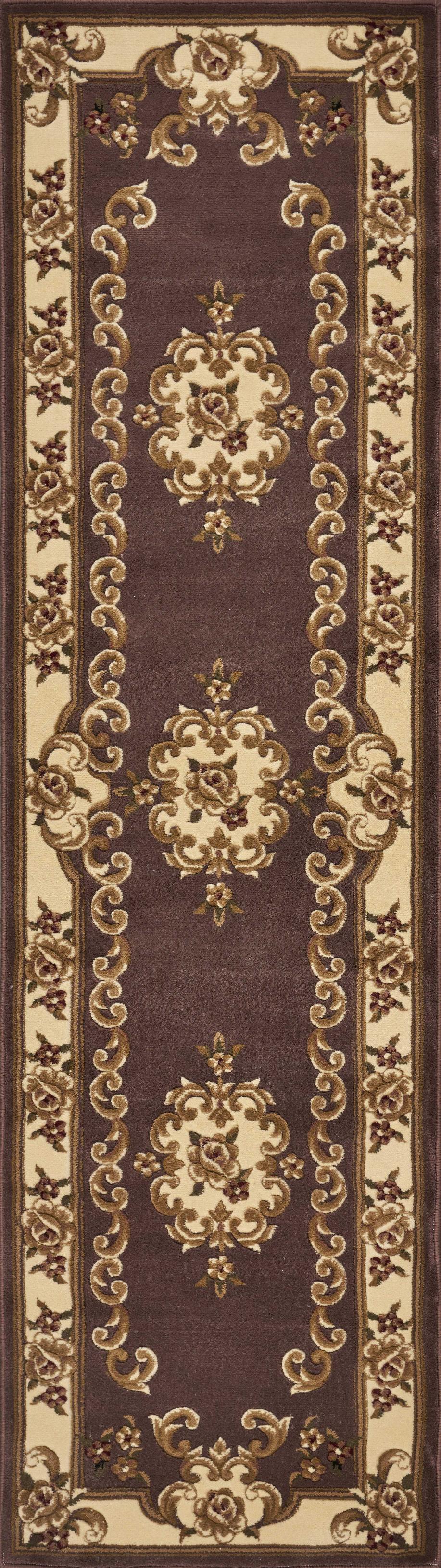 2' X 8' Plum Or Ivory Medallion Runner Rug - 99fab 