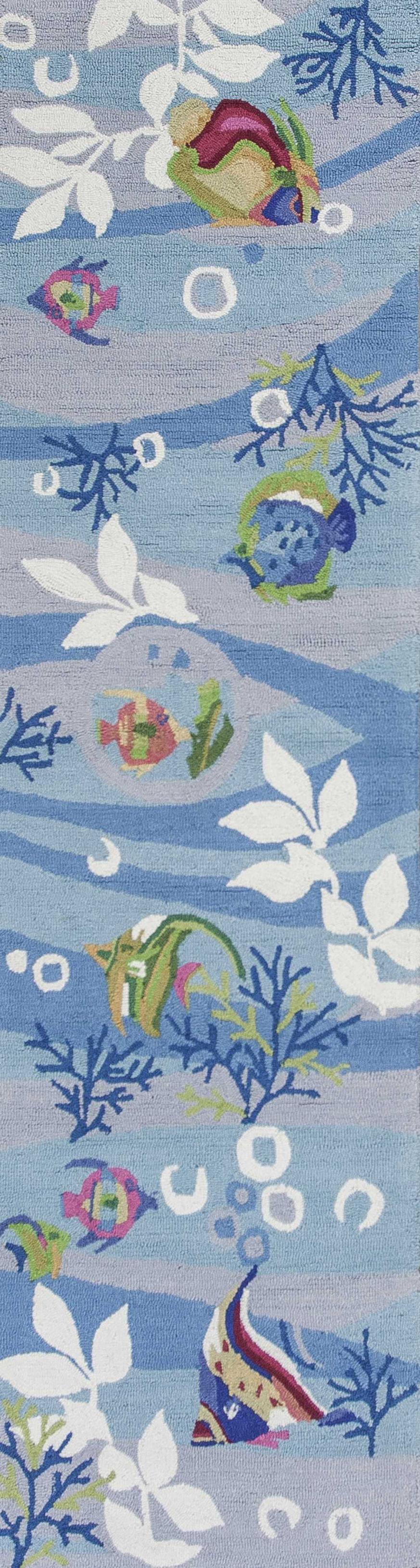 2' X 7' Blue Aquatic Tropical Runner Rug - 99fab 