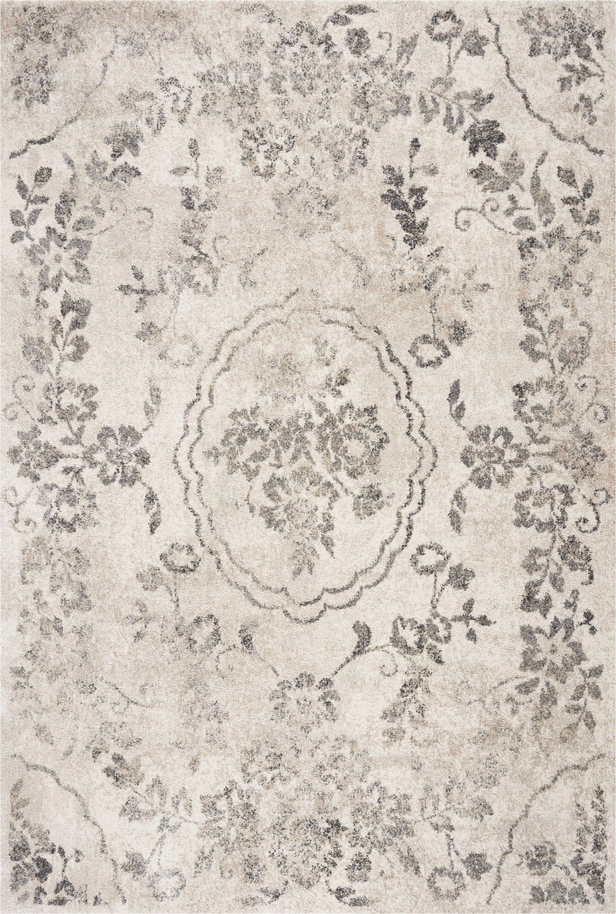 3' X 5' Grey Floral Vines Area Rug