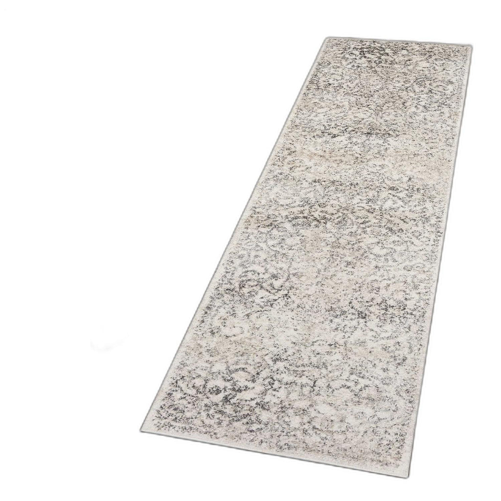 8' Ivory Floral Runner Rug - 99fab 