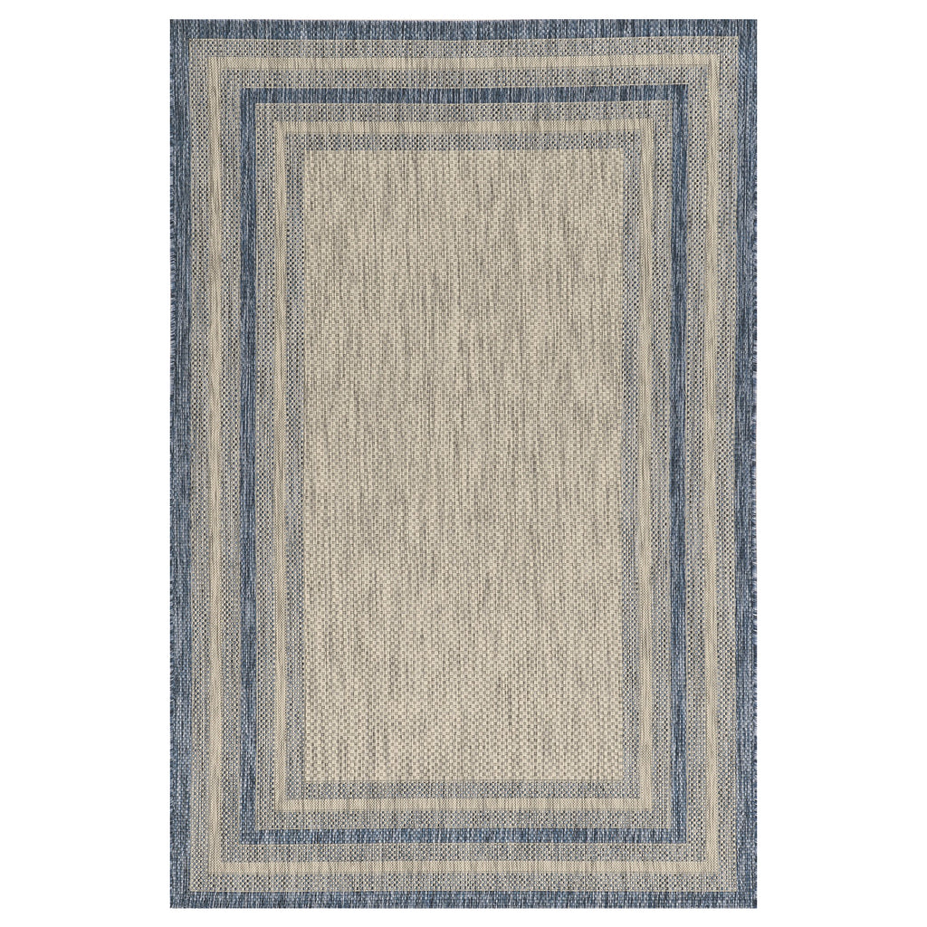 5' X 8'  Grey Or  Denim Bordered Uv Treated Area Rug - 99fab 