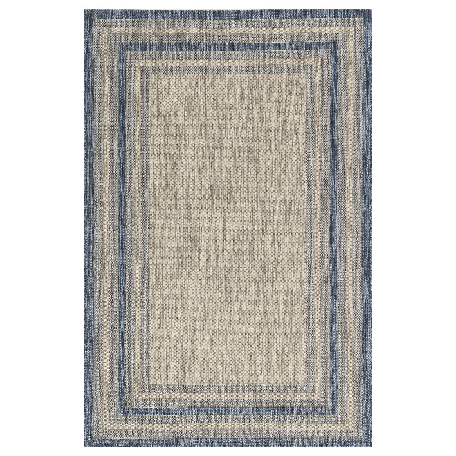 5' X 8'  Grey Or  Denim Bordered Uv Treated Area Rug