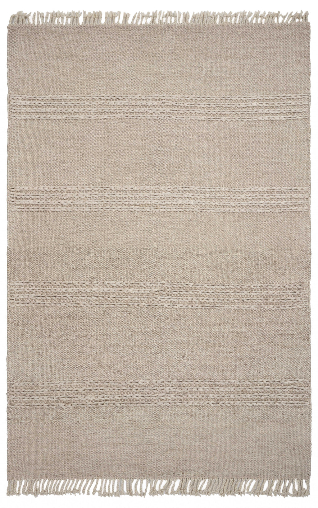 3'X5' Beige Chain Stitch Hand Woven Wool Indoor Area Rug - 99fab 