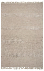 3'X5' Beige Chain Stitch Hand Woven Wool Indoor Area Rug