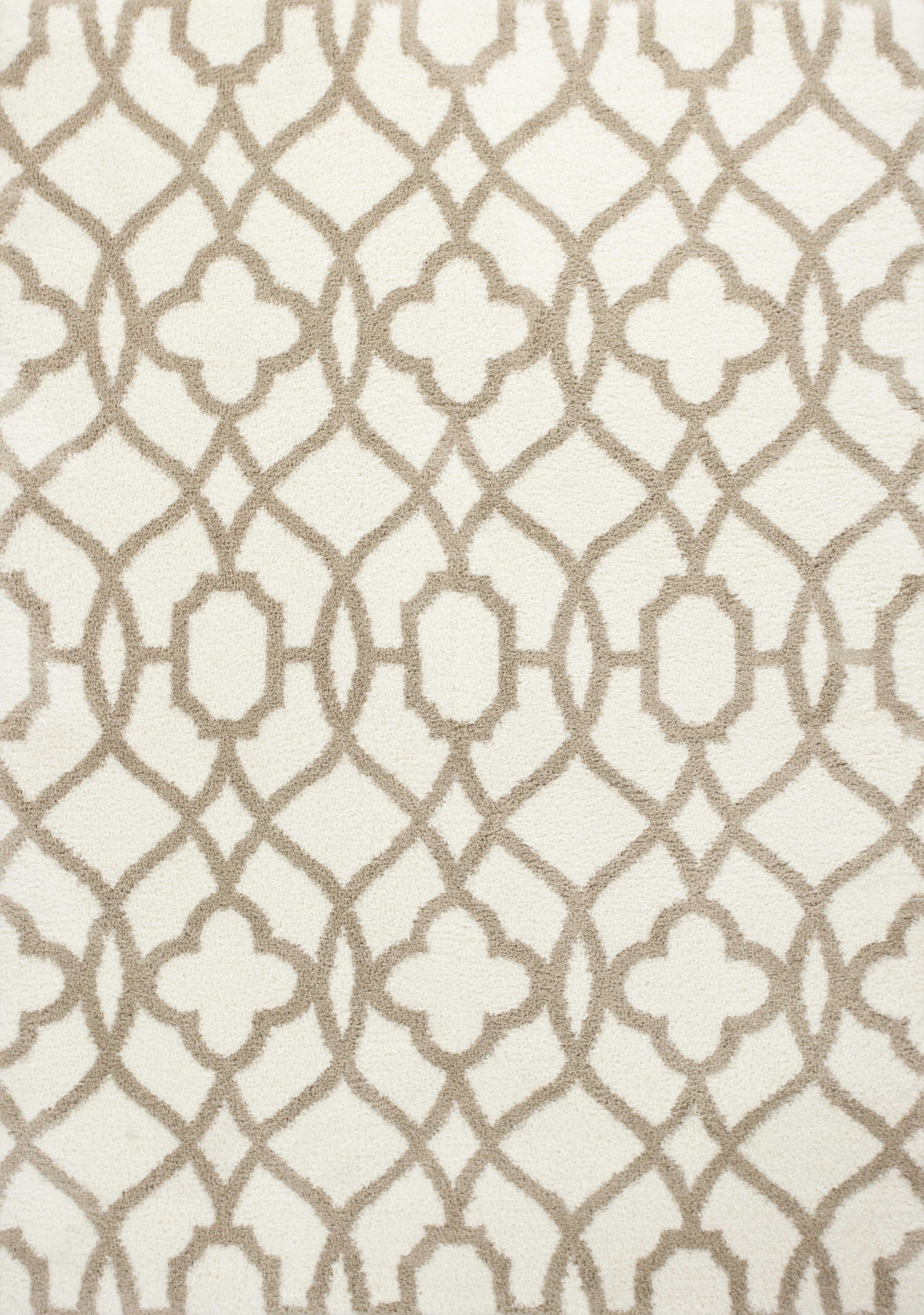 3'X5' Ivory Beige Trellis Machine Woven Microfiber Indoor Area Rug