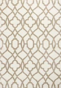 3'X5' Ivory Beige Trellis Machine Woven Microfiber Indoor Area Rug