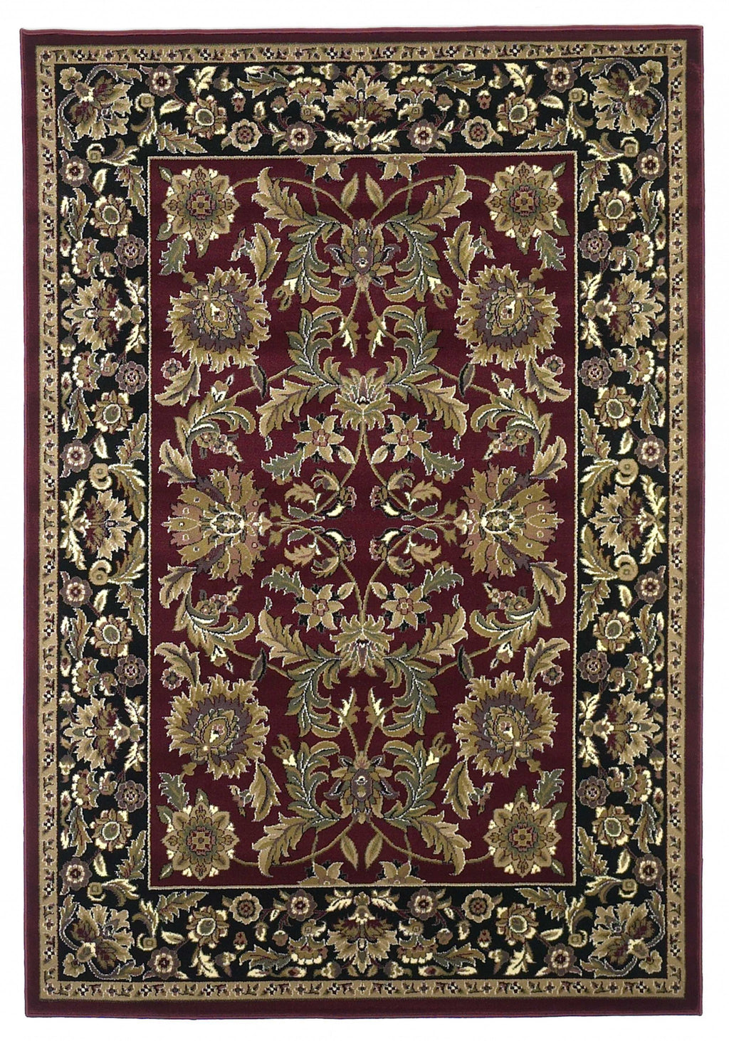 8'X11' Red Black Machine Woven Floral Traditional Indoor Area Rug - 99fab 