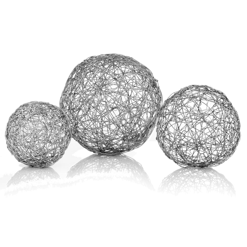 5" X 5" X 5" Shiny Nickel Silver Wire Spheres Box Of 3