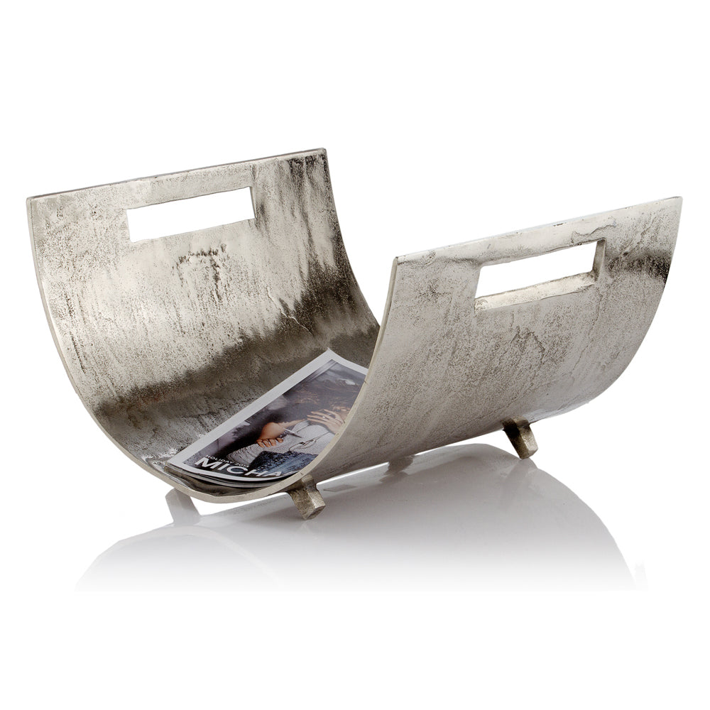 Modern Brushed Raw Silver Magazine Basket - 99fab 