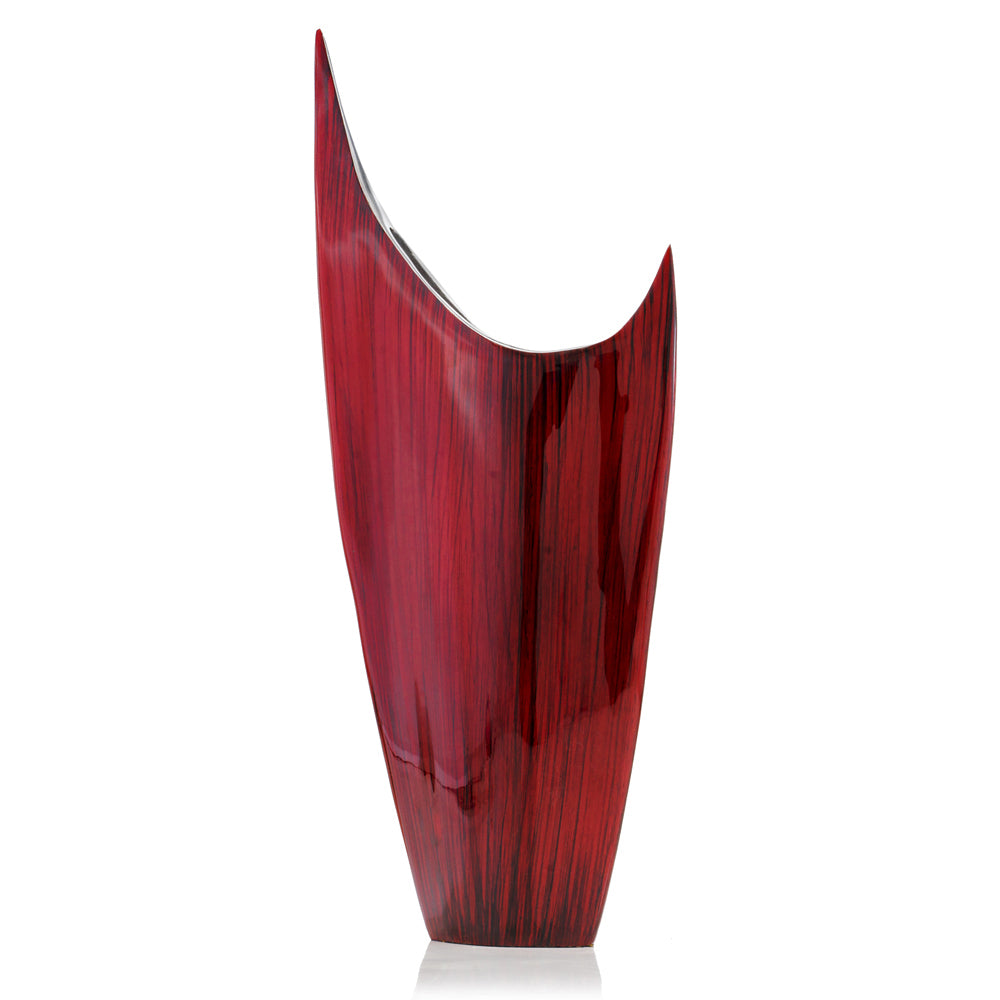 Red Glaze And Silver Pointed Vase - 99fab 