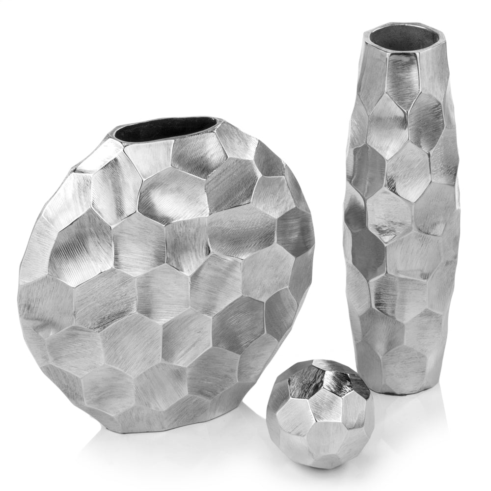 Artistic Rough Silver Round Vase - 99fab 