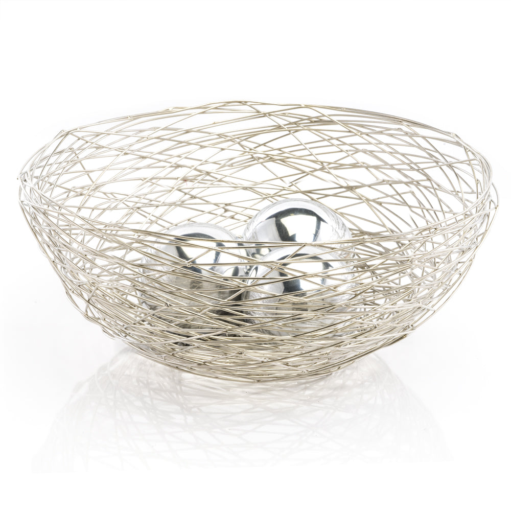 Abstract Silver Wire Centerpiece Bowl - 99fab 