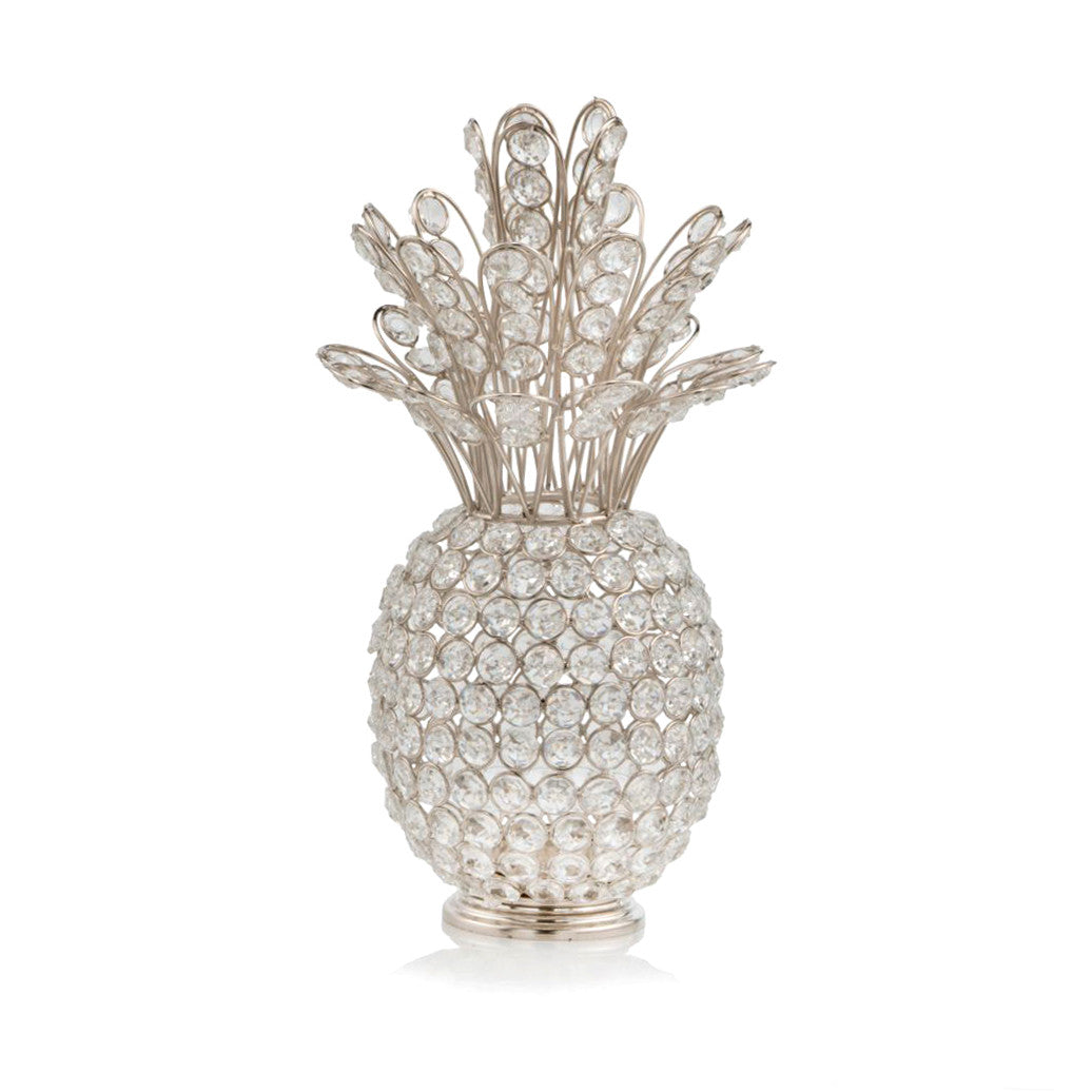 6" X 6" X 12.5" Silver Crystal Pineapple