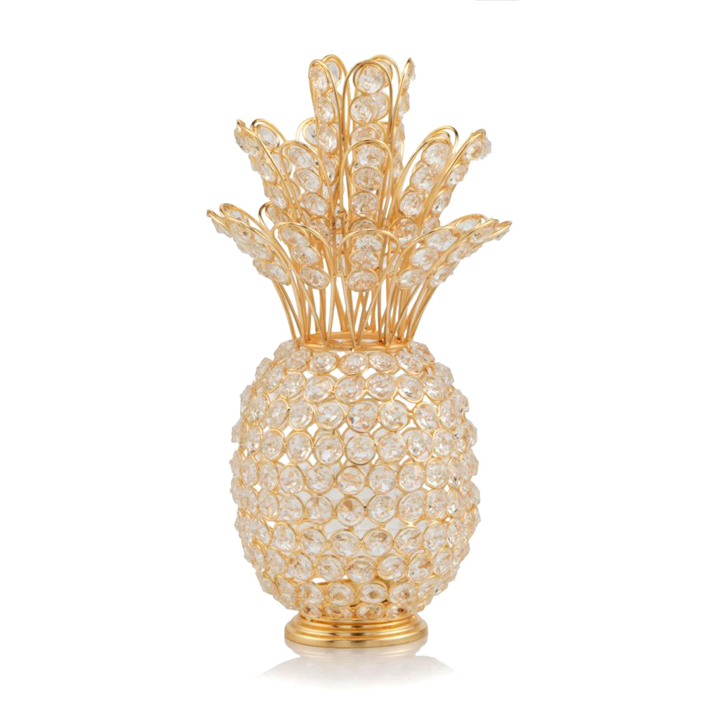 6" X 6" X 12.5" Gold Crystal Pineapple